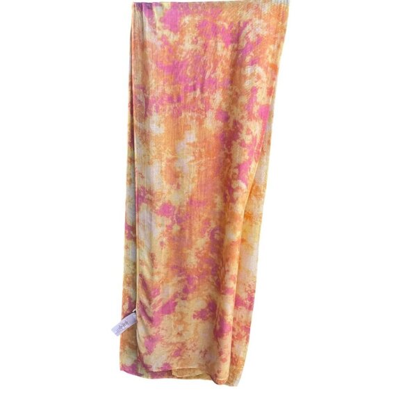Isaac Mizrahi Live Womens Multicolor Pink Orange Tie-Dye Hippie Beach Scarf Wrap - Picture 1 of 8
